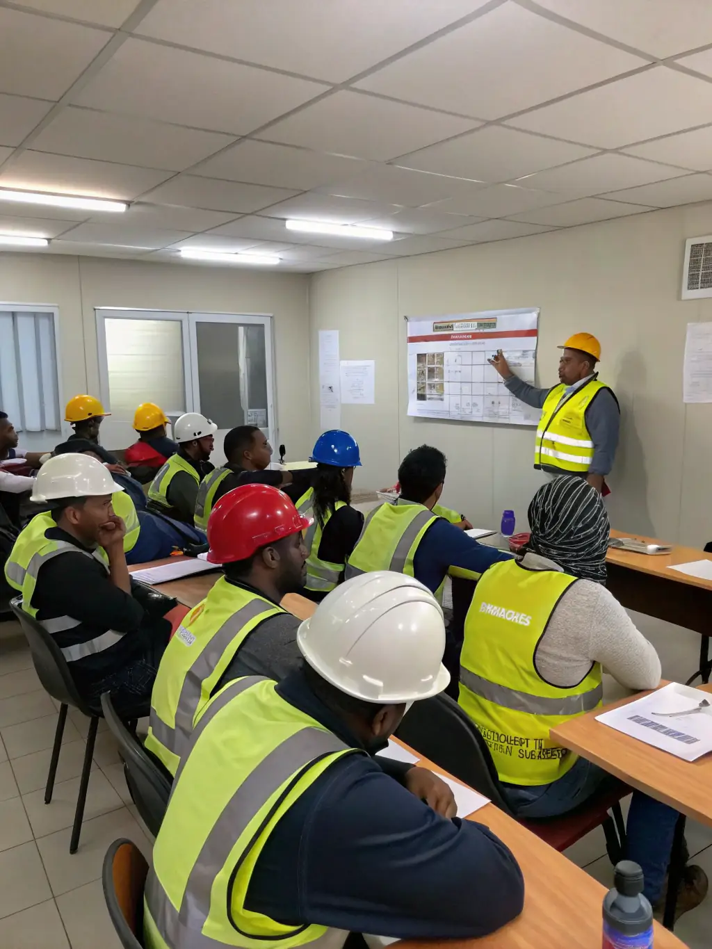 A training session in progress, showing operators learning about the safe and efficient operation of boom lifts and scissor lifts.