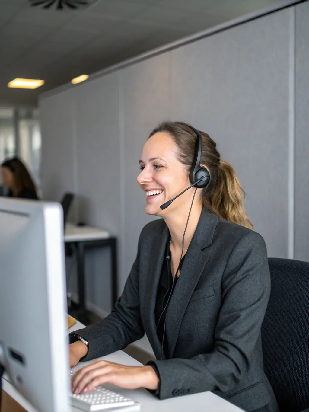 A friendly customer service representative assisting a client with their purchase, demonstrating the personalized support and expertise offered by Boom Lift Bangalore.